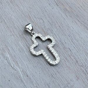 Silver & Rhinestone Cross Pendant